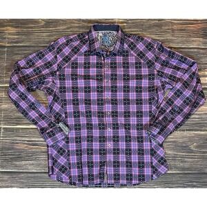 Au Noir Checkered Long Sleeve Button-Down Shirt Mens Sz 5 (XL) Embroidered